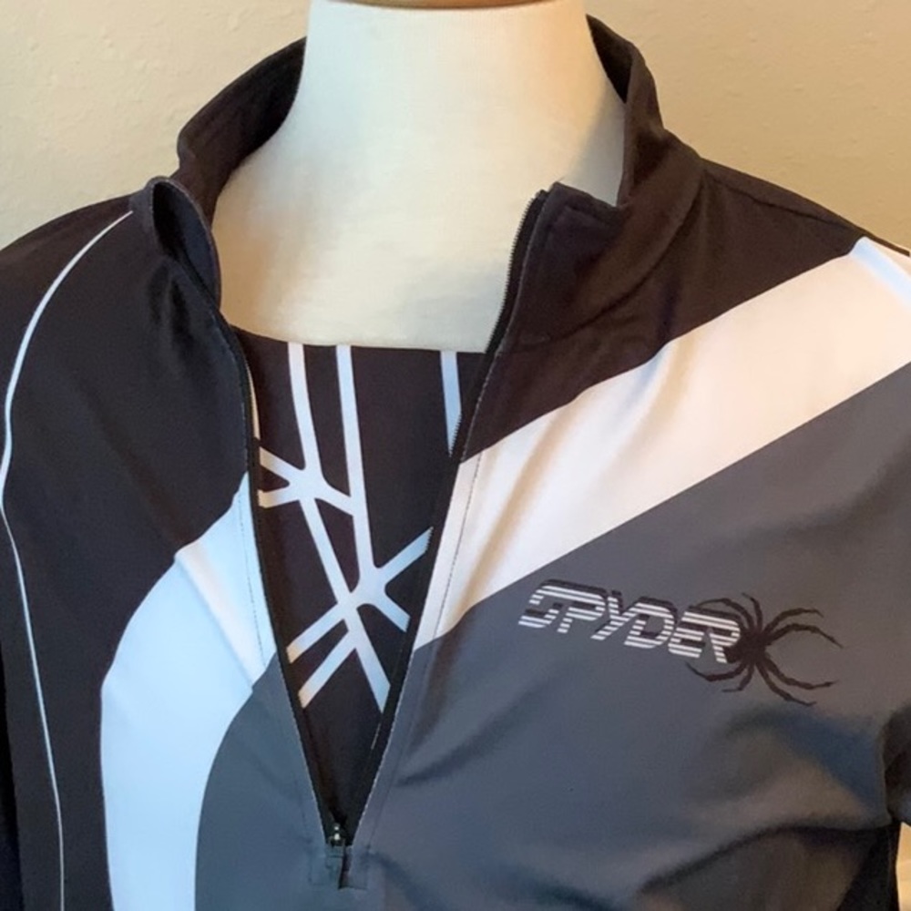 Spyder Rival Zip T-Neck - Black/White - Large - Picture 4 of 14